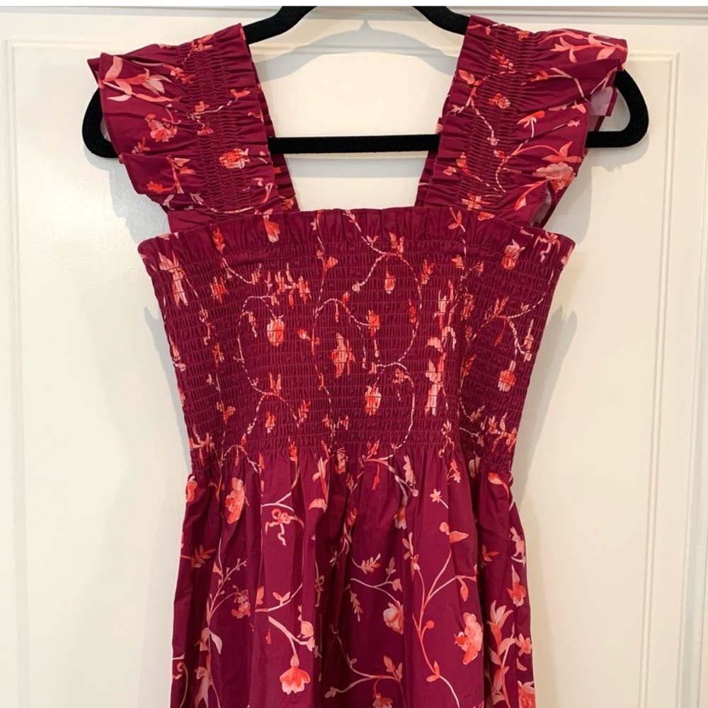 Hill House Nap Dress Burgundy Botanical